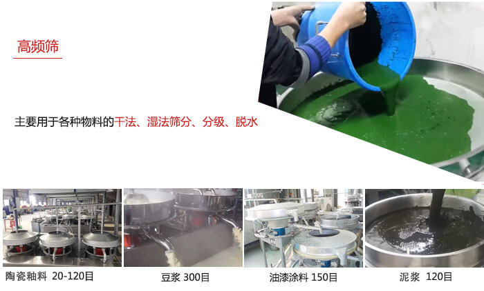 用于各種物料的干法,濕法,分級,脫水等功能