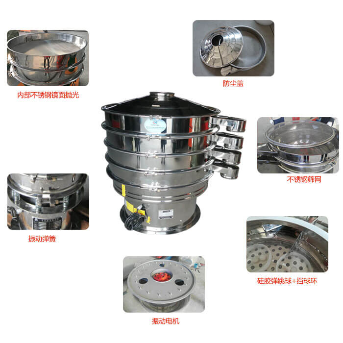 食品振動篩部件:防塵蓋,不銹鋼篩網,鏡面拋光展示