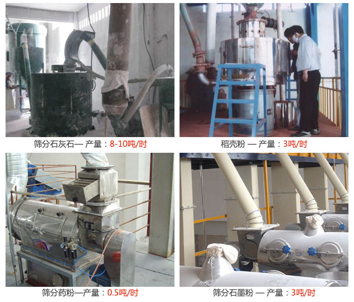 氣旋篩分機篩分石灰石，藥粉，石墨粉，稻殼粉等案例現場