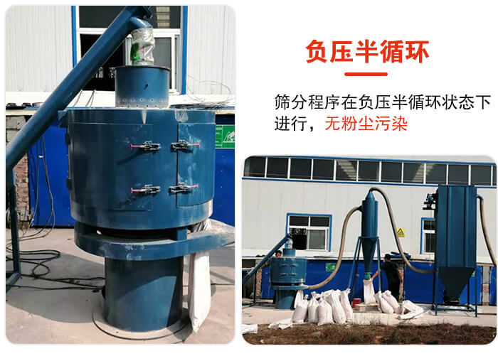 氣流篩負(fù)壓半循環(huán),篩分程序在負(fù)壓版循環(huán)狀態(tài)下進(jìn)行,無(wú)粉塵污染。